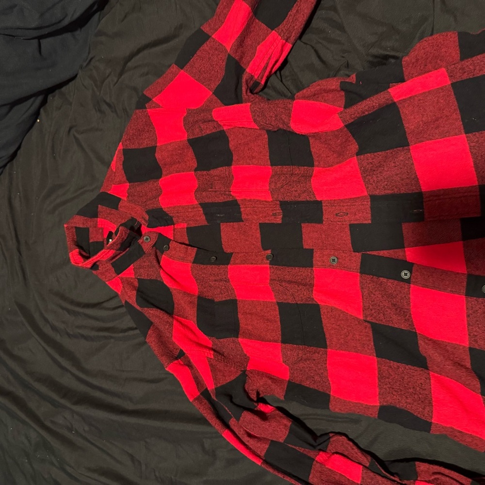 Red and Black Plaid Button-Up Shirt